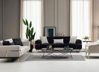 Luxury Sofa set Sofa Upholstery Group Sofas 3+3+1 Seater Armchair 3pcs. Velvet set